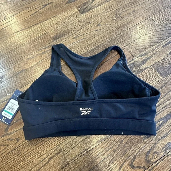 REEBOK MATCH BRA BLACK /BLACK MESH REW211BR02006 Large MSRP $40 NEW P0442 - Picture 2 of 4